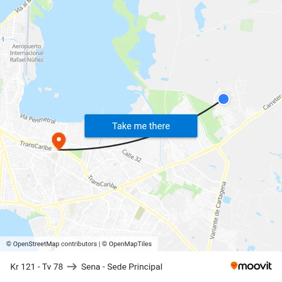 Kr 121 - Tv 78 to Sena - Sede Principal map