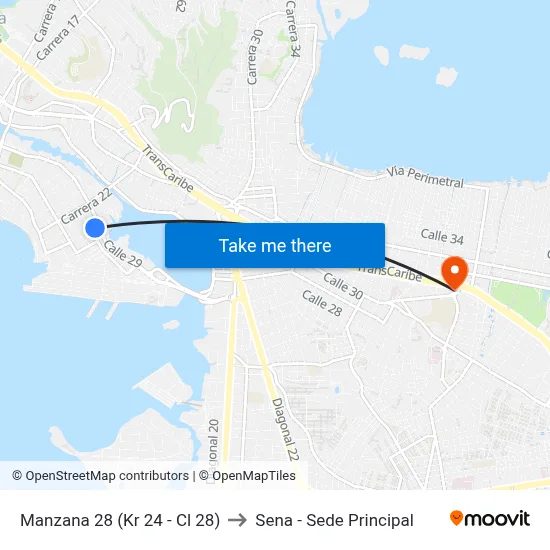 Manzana 28 (Kr 24 - Cl 28) to Sena - Sede Principal map