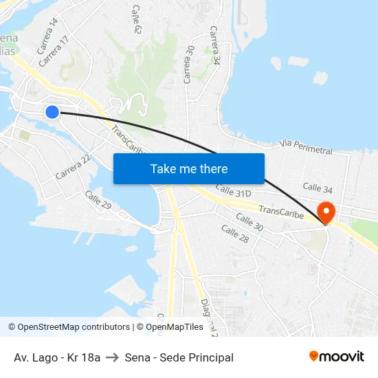 Av. Lago - Kr 18a to Sena - Sede Principal map