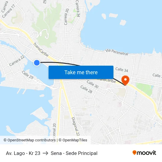 Av. Lago - Kr 23 to Sena - Sede Principal map