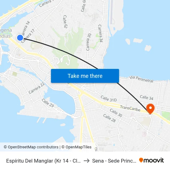 Espíritu Del Manglar (Kr 14 - Cl 34a) to Sena - Sede Principal map