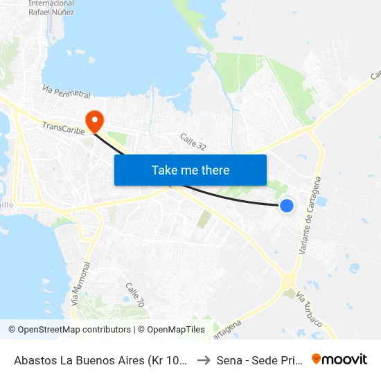 Abastos La Buenos Aires (Kr 102 - Cl 39d) to Sena - Sede Principal map
