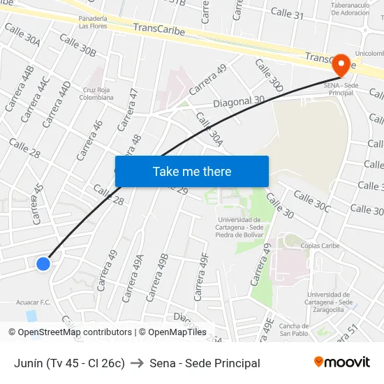Junín (Tv 45 - Cl 26c) to Sena - Sede Principal map