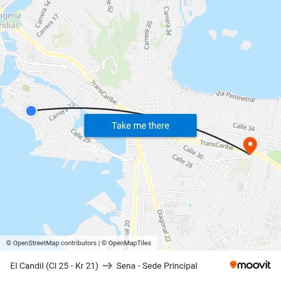El Candil (Cl 25 - Kr 21) to Sena - Sede Principal map