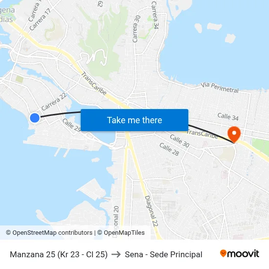 Manzana 25 (Kr 23 - Cl 25) to Sena - Sede Principal map