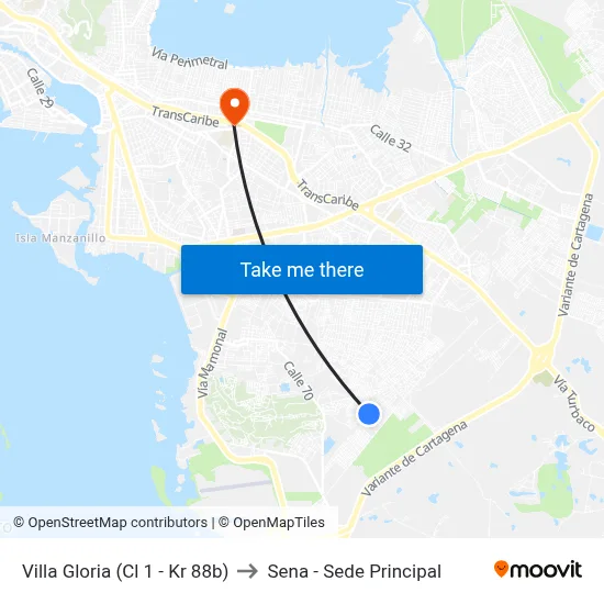 Villa Gloria (Cl 1 - Kr 88b) to Sena - Sede Principal map