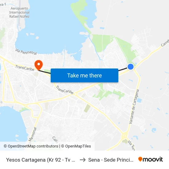 Yesos Cartagena (Kr 92 - Tv 56) to Sena - Sede Principal map