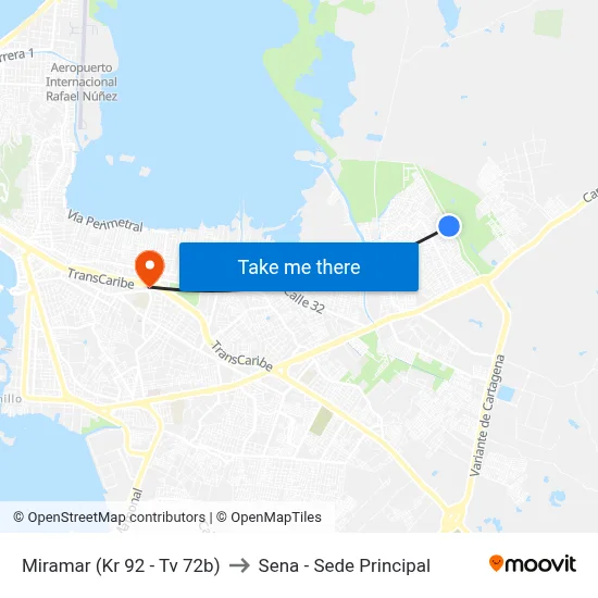 Miramar (Kr 92 - Tv 72b) to Sena - Sede Principal map