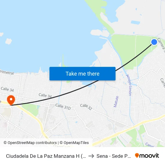 Ciudadela De La Paz Manzana H (Kr 91 - Cl 61) to Sena - Sede Principal map