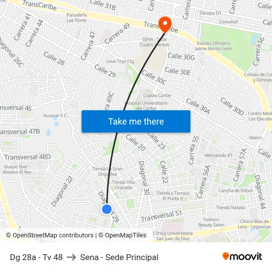 Dg 28a - Tv 48 to Sena - Sede Principal map