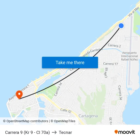 Carrera 9 (Kr 9 - Cl 70a) to Tecnar map
