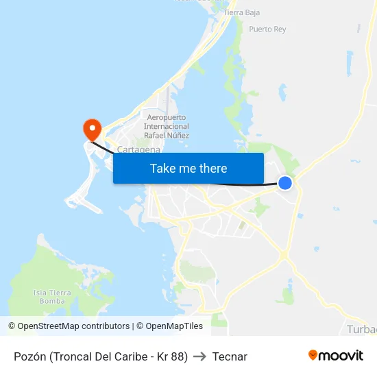 Pozón (Troncal Del Caribe - Kr 88) to Tecnar map