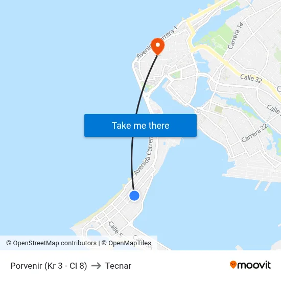 Porvenir (Kr 3 - Cl 8) to Tecnar map