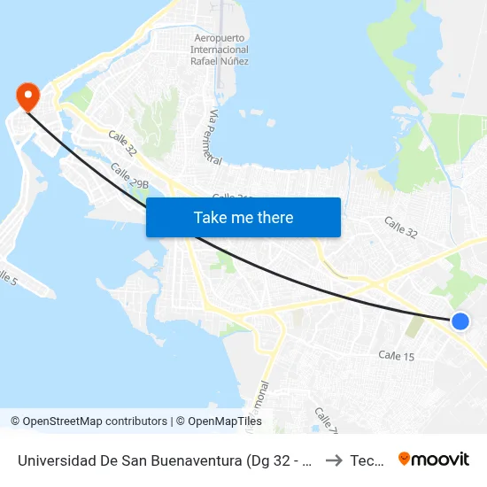 Universidad De San Buenaventura (Dg 32 - Kr 83b) to Tecnar map