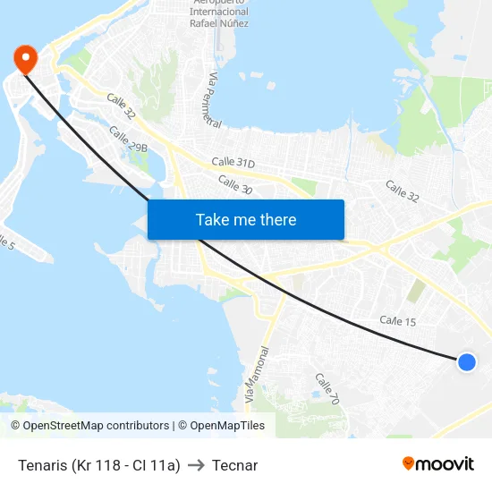 Tenaris (Kr 118 - Cl 11a) to Tecnar map