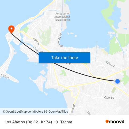 Los Abetos (Dg 32 - Kr 74) to Tecnar map