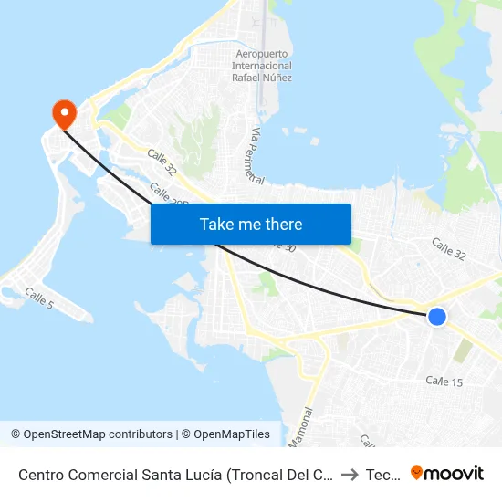 Centro Comercial Santa Lucía (Troncal Del Caribe - Kr 70) to Tecnar map
