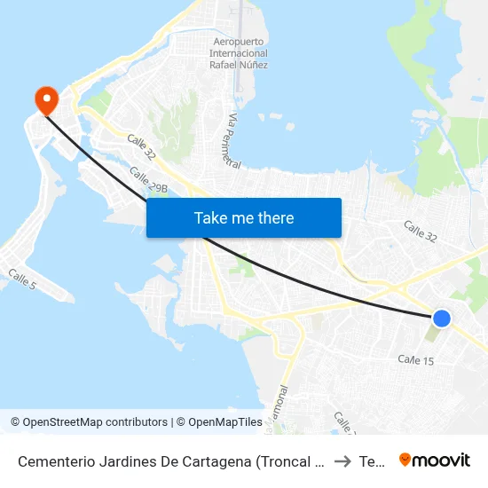 Cementerio Jardines De Cartagena (Troncal Del Caribe - Kr 80b) to Tecnar map