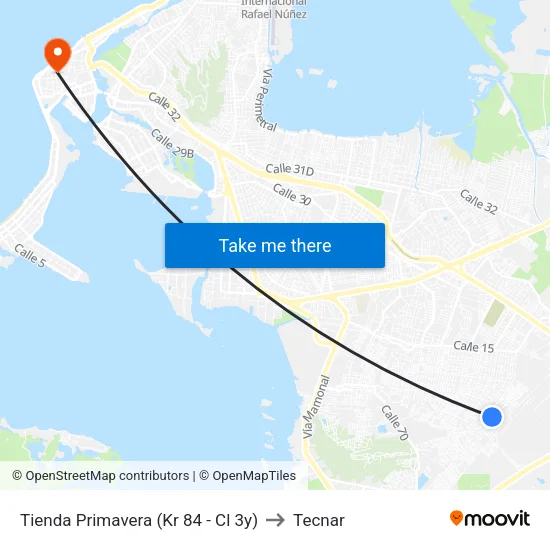 Tienda Primavera (Kr 84 - Cl 3y) to Tecnar map