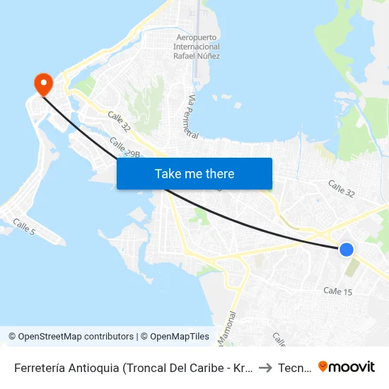 Ferretería Antioquia (Troncal Del Caribe - Kr 79) to Tecnar map