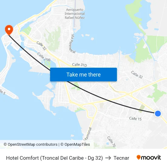 Hotel Comfort (Troncal Del Caribe - Dg 32) to Tecnar map