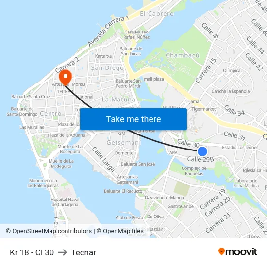 Kr 18 - Cl 30 to Tecnar map