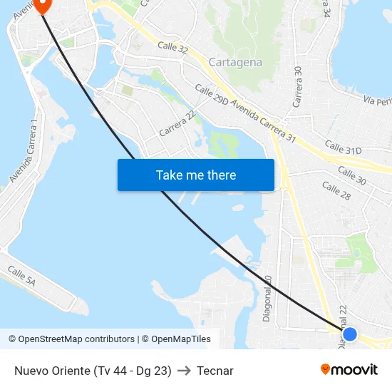 Nuevo Oriente (Tv 44 - Dg 23) to Tecnar map
