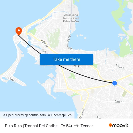 Piko Riko (Troncal Del Caribe - Tv 54) to Tecnar map