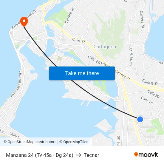 Manzana 24 (Tv 45a - Dg 24a) to Tecnar map