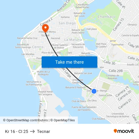 Kr 16 - Cl 25 to Tecnar map