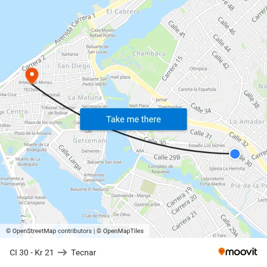 Cl 30 - Kr 21 to Tecnar map