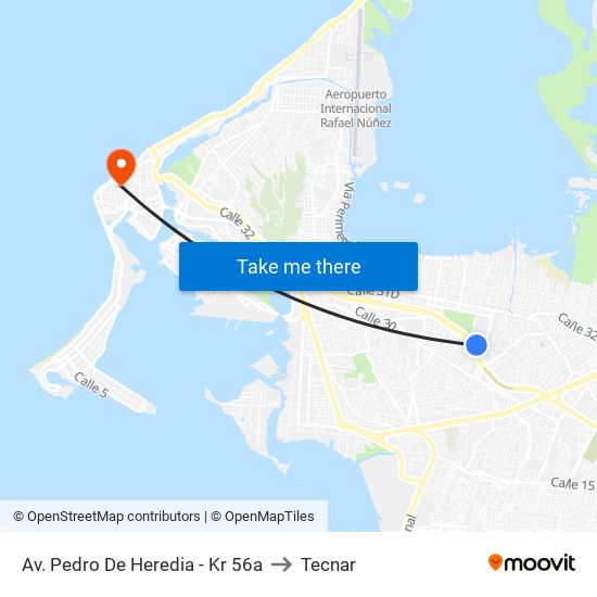 Av. Pedro De Heredia - Kr 56a to Tecnar map