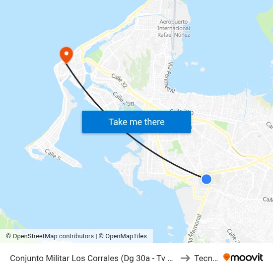 Conjunto Militar Los Corrales (Dg 30a - Tv 54) to Tecnar map