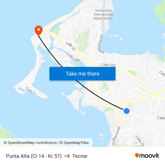 Punta Alta (Cl 14 - Kr 57) to Tecnar map