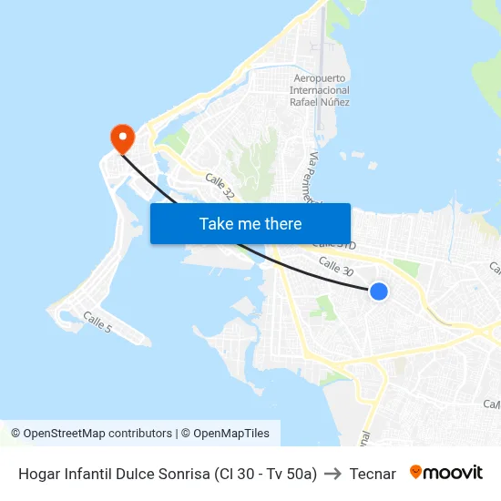Hogar Infantil Dulce Sonrisa (Cl 30 - Tv 50a) to Tecnar map