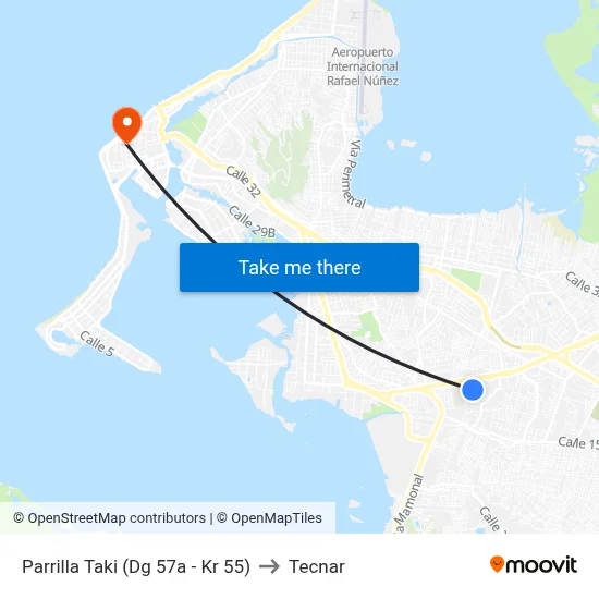 Parrilla Taki (Dg 57a - Kr 55) to Tecnar map