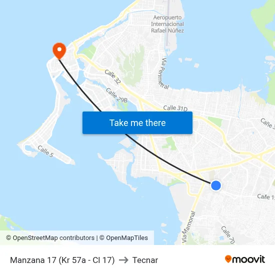 Manzana 17 (Kr 57a - Cl 17) to Tecnar map