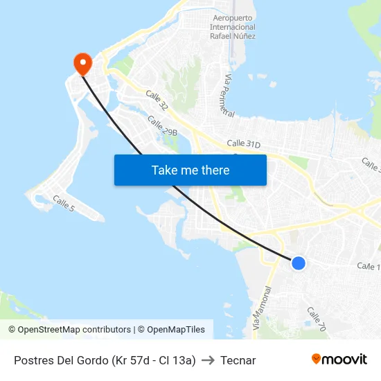 Postres Del Gordo (Kr 57d - Cl 13a) to Tecnar map