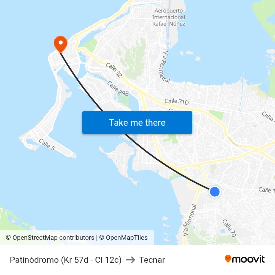 Patinódromo (Kr 57d - Cl 12c) to Tecnar map
