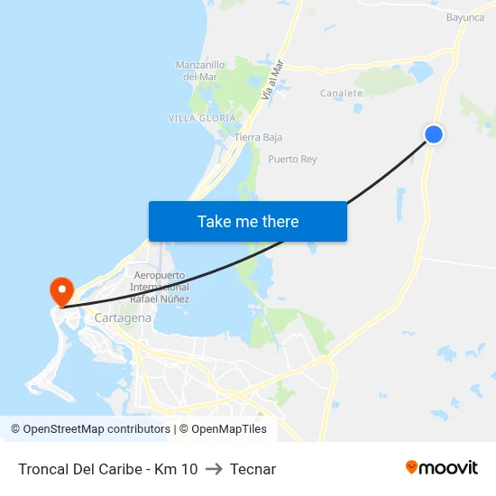 Troncal Del Caribe - Km 10 to Tecnar map