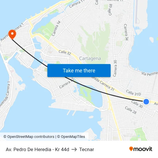 Av. Pedro De Heredia - Kr 44d to Tecnar map
