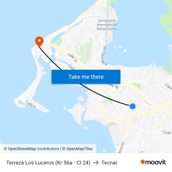 Terraza Los Luceros (Kr 56a - Cl 24) to Tecnar map