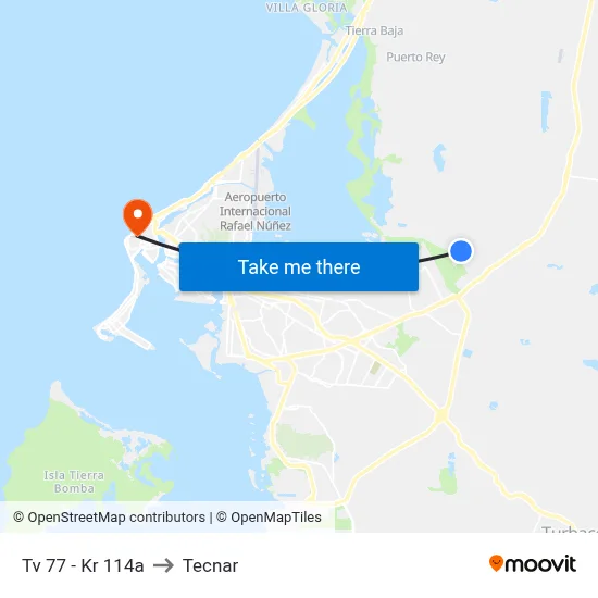 Tv 77 - Kr 114a to Tecnar map