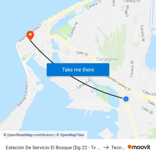 Estación De Servicio El Bosque (Dg 22 - Tv 33) to Tecnar map