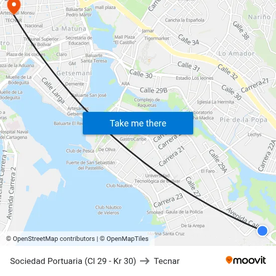 Sociedad Portuaria (Cl 29 - Kr 30) to Tecnar map