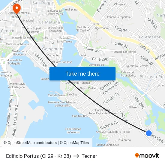 Edificio Portus (Cl 29 - Kr 28) to Tecnar map