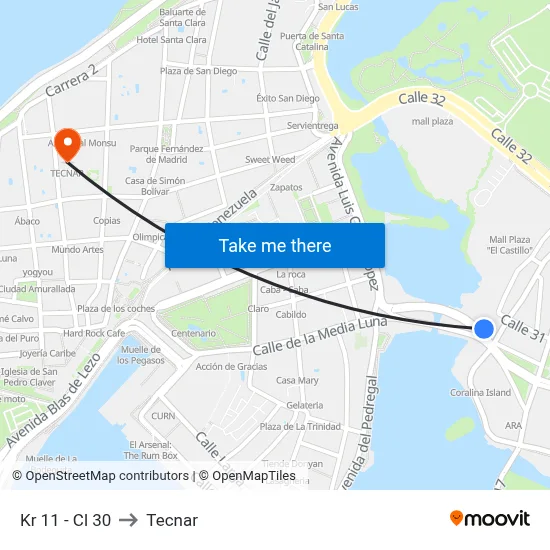Kr 11 - Cl 30 to Tecnar map