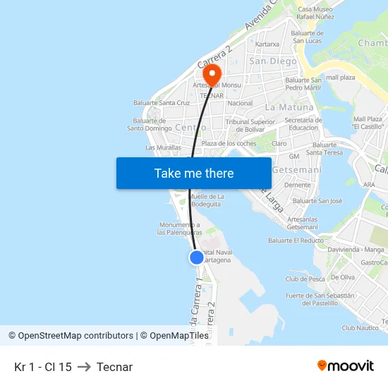 Kr 1 - Cl 15 to Tecnar map