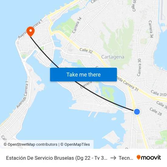 Estación De Servicio Bruselas (Dg 22 - Tv 38) to Tecnar map