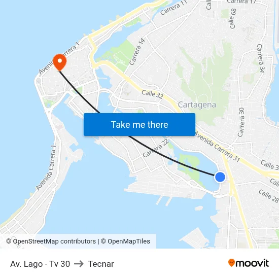 Av. Lago - Tv 30 to Tecnar map